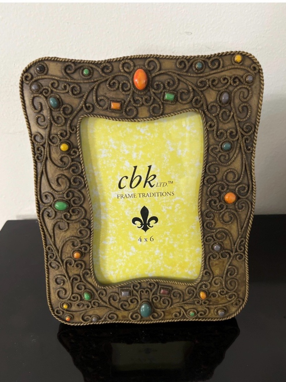 Vintage 3D Beaded Multi-Color Ornate Resin 4x6 Picture Frame